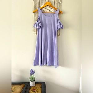 WORN ONCE; Lilac, Scoop-Necked, Cold-Shoulder Sleeve, Swing Dress